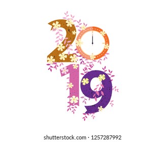 2019 Happy New Year creative design for your greetings card, flyers, invitation, posters, brochure, banners, calendar. Vector illustration eps 10
