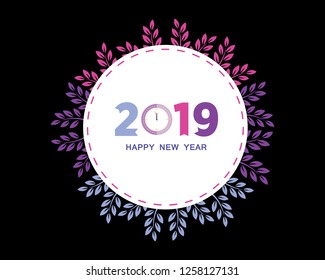 2019 Happy New Year creative design for your greetings card, flyers, invitation, posters, brochure, banners, calendar. Vector illustration eps 10