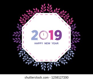 2019 Happy New Year creative design for your greetings card, flyers, invitation, posters, brochure, banners, calendar. Vector illustration eps 10