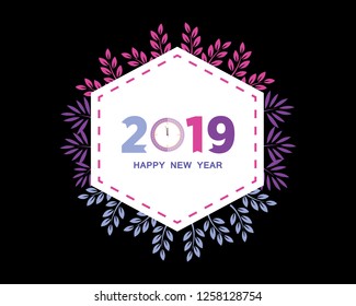 2019 Happy New Year creative design for your greetings card, flyers, invitation, posters, brochure, banners, calendar. Vector illustration eps 10