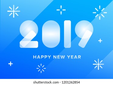 2019 Happy New Year. Decorated Greetings Card text with colorful background. Abstract design with background. Pattern banner template