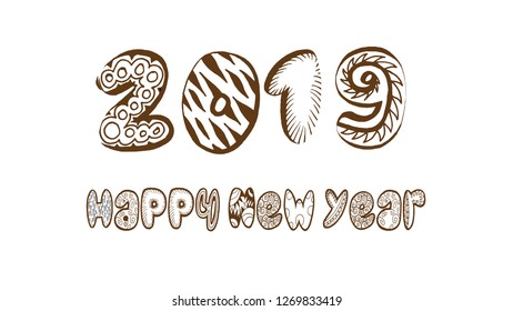 2019 Happy New Year Doodle