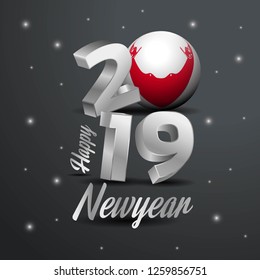 2019 Happy New Year Easter Island Rapa Nui Flag Typography. Abstract Celebration background