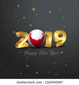 2019 Happy New Year Easter Island Rapa Nui Flag Typography. Abstract Celebration background