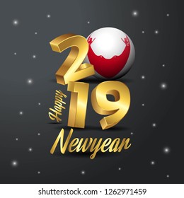 2019 Happy New Year Easter Island Rapa Nui Flag Typography. Abstract Celebration background