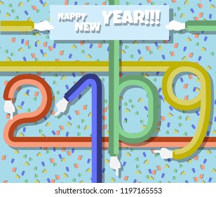 2019 HAPPY NEW YEAR FLAT