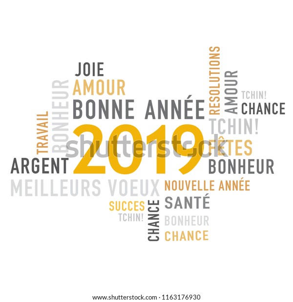 2019 Happy New Year French Greeting Stock Vector (Royalty Free) 1163176930