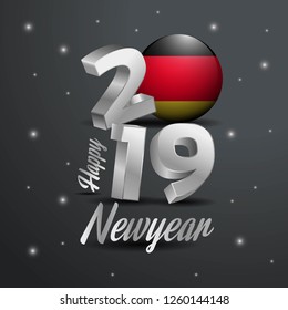 2019 Happy New Year Germany Flag Typography. Abstract Celebration background