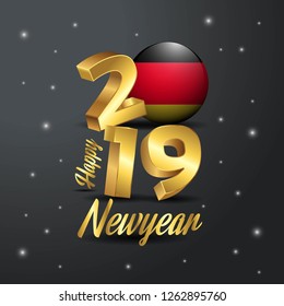 2019 Happy New Year Germany Flag Typography. Abstract Celebration background