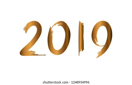 2019 Happy New Year. Golden Text. Vector illustration