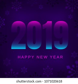 2019 Happy New Year greeting card or web banner. Vector illustration