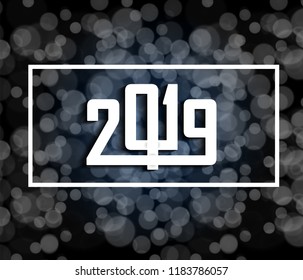 2019 Happy New Year greeting card. Vector design template.