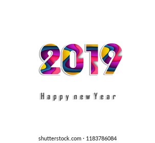 2019 Happy New Year greeting card. Vector design template.