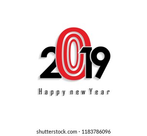2019 Happy New Year greeting card. Vector design template.