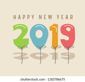 2019 Happy New Year greeting card. Vector design template.