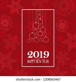 2019 Happy New Year. greeting, invitation or menu cover. vector illustration