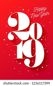 2019. Happy New Year. Greeting card with inscription Happy New Year 2019. Fashion style for Happy New Year or Merry Christmas theme. Holiday background, banner, card and poster. Vector Illustration