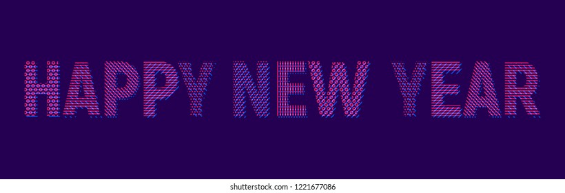 2019 Happy New Year. Greeting card with inscription Happy New Year 2019 for your layout Flyers and Greetings Card or Christmas themed invitations. Vector Illustration.