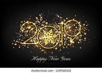 2019 Happy New Year Greeting Card Background. Vector illustration