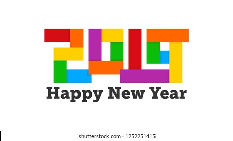 2019 Happy New Year for Greeting Card, invitation, and Calendar. Vector Illustration.