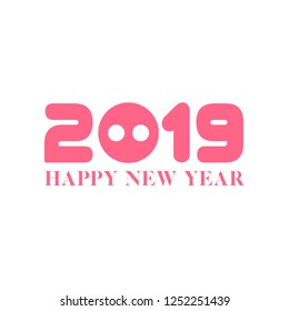 2019 Happy New Year for Greeting Card, invitation, and Calendar. Vector Illustration.