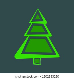 2019 Happy New Year greeting card. Christmas tree in green color.