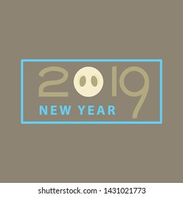 2019 Happy New Year greeting card.