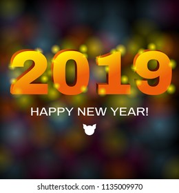2019 A Happy New Year greetings. Abstract celebrating congratulating numbers. Vector illustration. Eps 10.