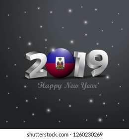 2019 Happy New Year Haiti Flag Typography. Abstract Celebration background