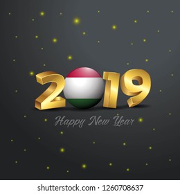 2019 Happy New Year Hungary Flag Typography. Abstract Celebration background