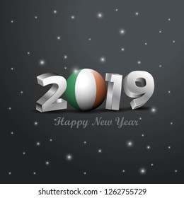 2019 Happy New Year Ireland Flag Typography. Abstract Celebration background