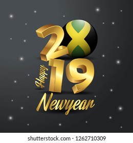 2019 Happy New Year Jamaica Flag Typography. Abstract Celebration background
