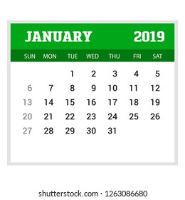 2019 Happy New year January Calendar Template
