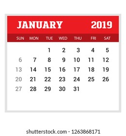 2019 Happy New year January Calendar Template. Christmas Background