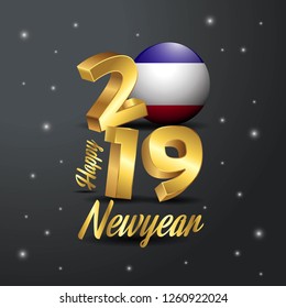 2019 Happy New Year Los Altos Flag Typography. Abstract Celebration background