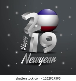 2019 Happy New Year Los Altos Flag Typography. Abstract Celebration background