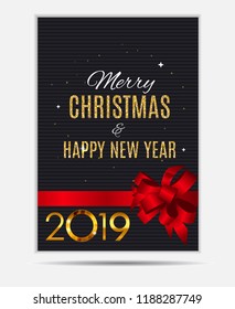 2019 Happy New Year and Marry Christmas Background. Vector Illustration. EPS10