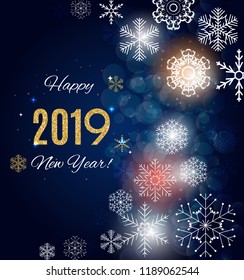 2019 Happy New Year and Marry Christmas Background. Vector Illustration. EPS10