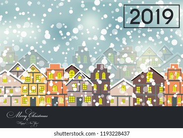 2019 Happy New Year and Marry Christmas Background. Vector Illustration. EPS10