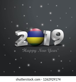 2019 Happy New Year Mauritius Flag Typography. Abstract Celebration background