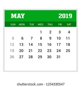 2019 Happy New year May Calendar Template. Christmas Background