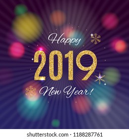 2019 Happy New Year and Merry Christmas Background. Vector Illustration. EPS10