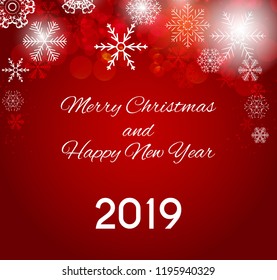 2019 Happy New Year and Merry Christmas Background. Vector Illustration. EPS10