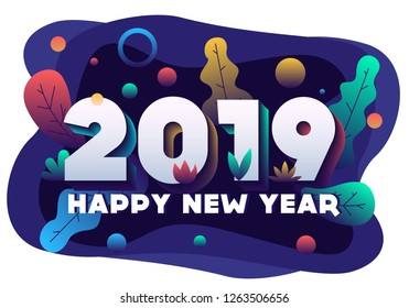 2019 Happy New Year Modern Abstract Illustration Design