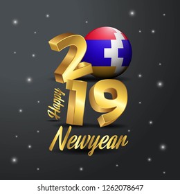 2019 Happy New Year Nagorno Karabakh Republic Flag Typography. Abstract Celebration background
