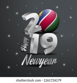 2019 Happy New Year Namibia Flag Typography. Abstract Celebration background