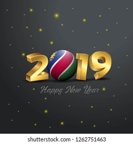 2019 Happy New Year Namibia Flag Typography. Abstract Celebration background