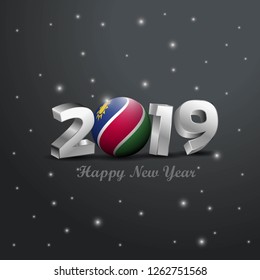 2019 Happy New Year Namibia Flag Typography. Abstract Celebration background