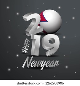 2019 Happy New Year Nepal Flag Typography. Abstract Celebration background