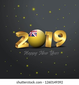 2019 Happy New Year Niue Flag Typography. Abstract Celebration background